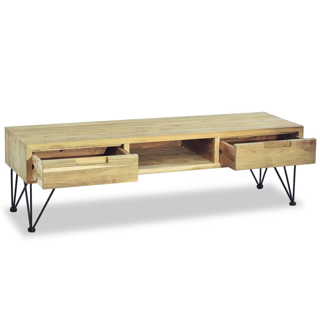 Mobile Porta TV-Mobile per TV-Credenza TV 120x35x35 cm in Legno Massello di Teak