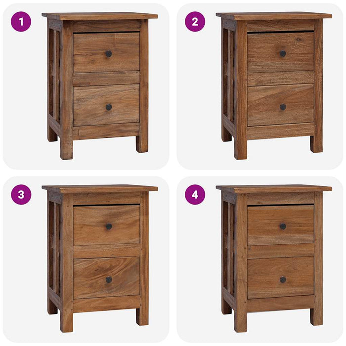 Comodino in Legno Massello di Mogano 40x30x51 cm 244487