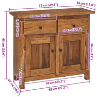 Credenza in Legno Massello di Mogano 75x30x65 cm 244490