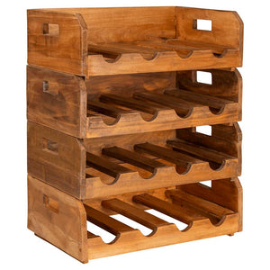 Set Portavini 4 pz per 16 Bottiglie in Legno Massello di Mogano 244491