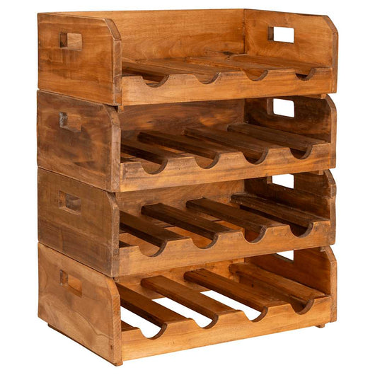 Set Portavini 4 pz per 16 Bottiglie in Legno Massello di Mogano 244491