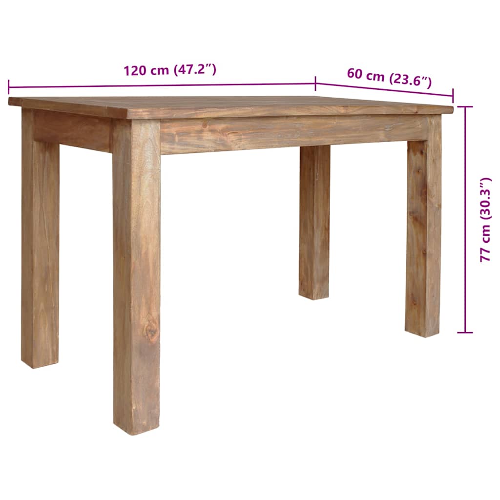 Tavolo da Pranzo in Legno Massello di Mogano 120x60x77 cm 244496