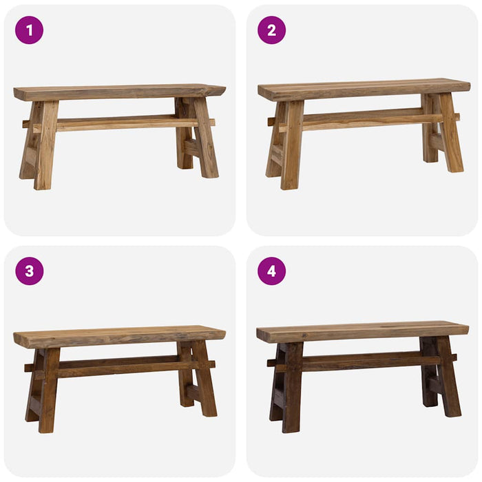 Panca Legno Massello Recupero Misto e Teak Massello 100x28x43cm 244497