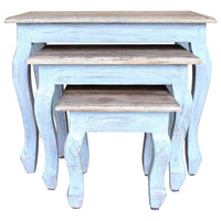 Set Tavolini a Incastro 3 pz in Legno Massello di Recupero cod mxl 22711