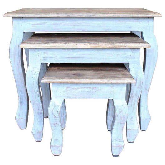 Set Tavolini a Incastro 3 pz in Legno Massello di Recupero cod mxl 22711