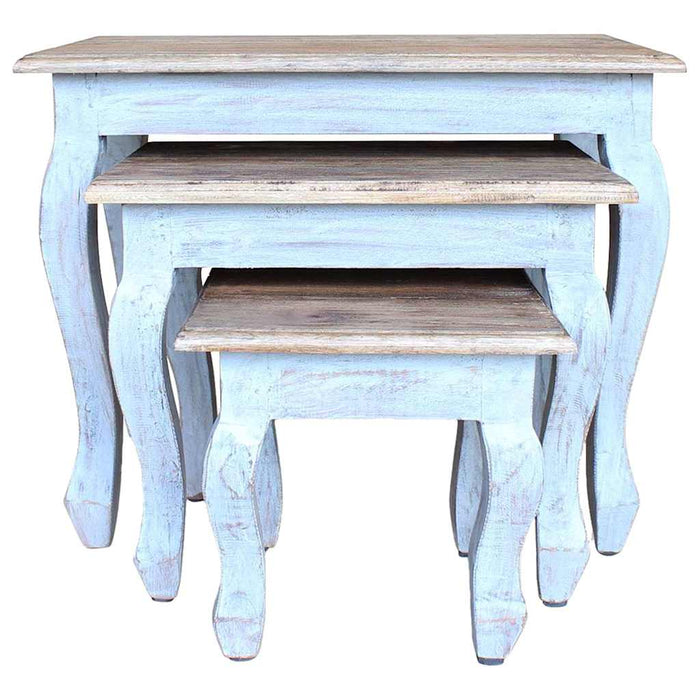 Set Tavolini a Incastro 3 pz in Legno Massello di Recupero cod mxl 22711