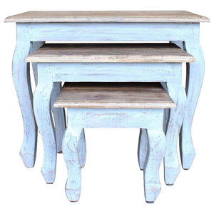 Set Tavolini a Incastro 3 pz in Legno Massello di Mogano 244505