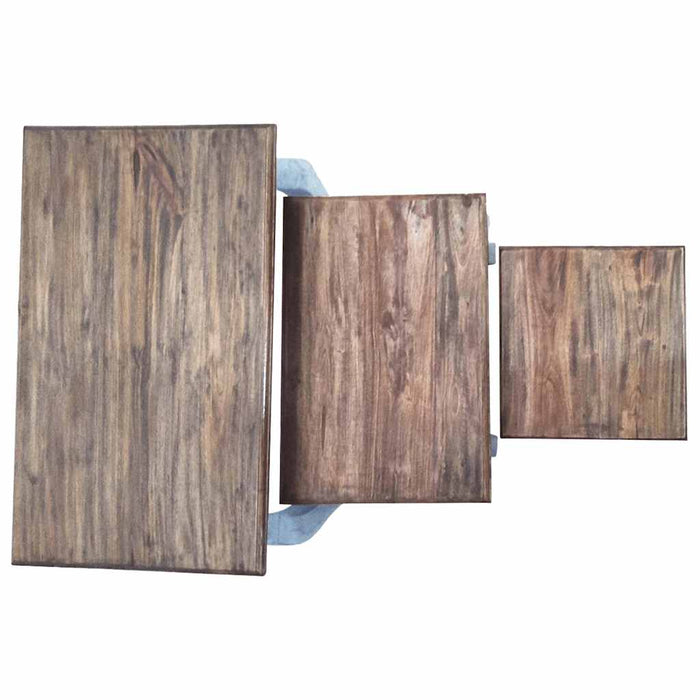 Set Tavolini a Incastro 3 pz in Legno Massello di Mogano 244505