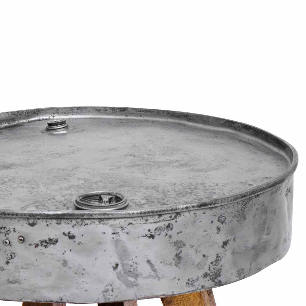 Tavolino da CaffÃ¨ in Legno Massello Recuperato 60x45 cm Argento