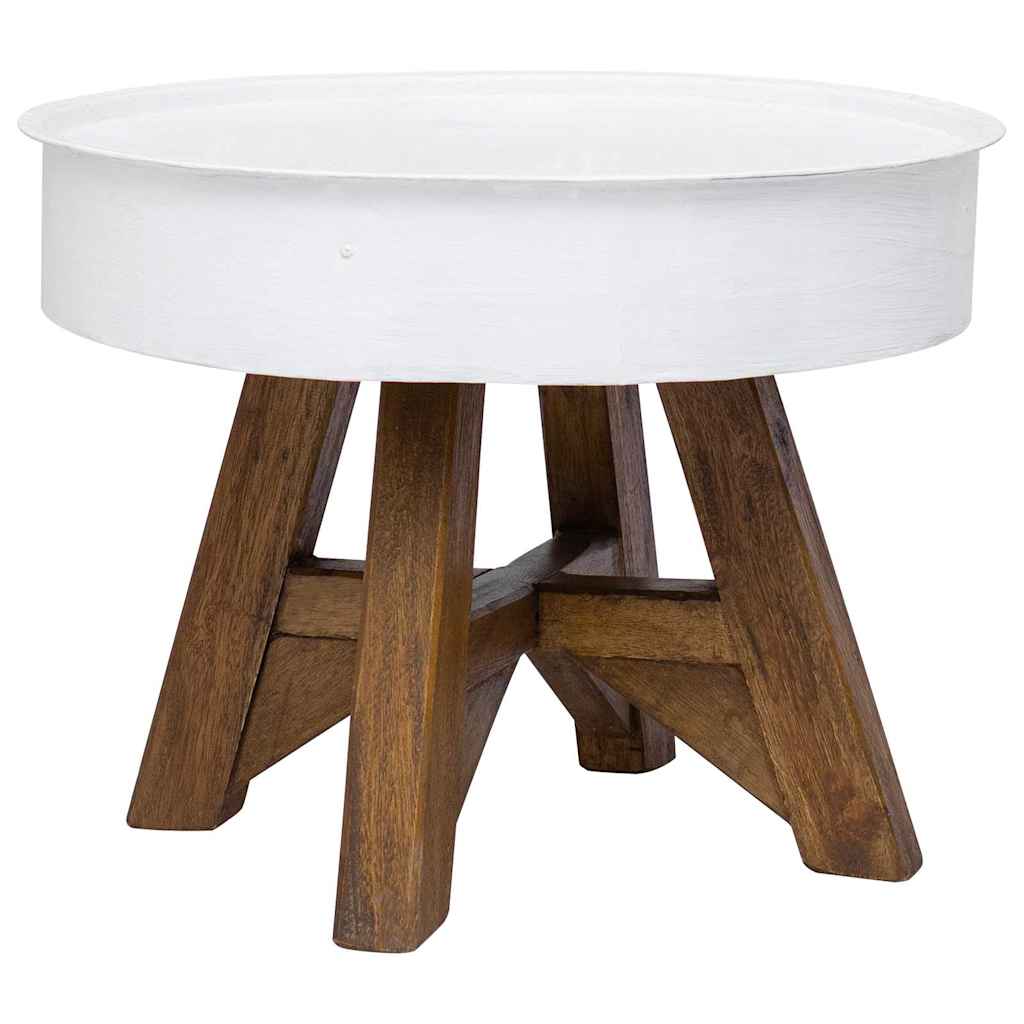 Tavolino da CaffÃ¨ in Legno Massello Recuperato 60x45 cm Bianco