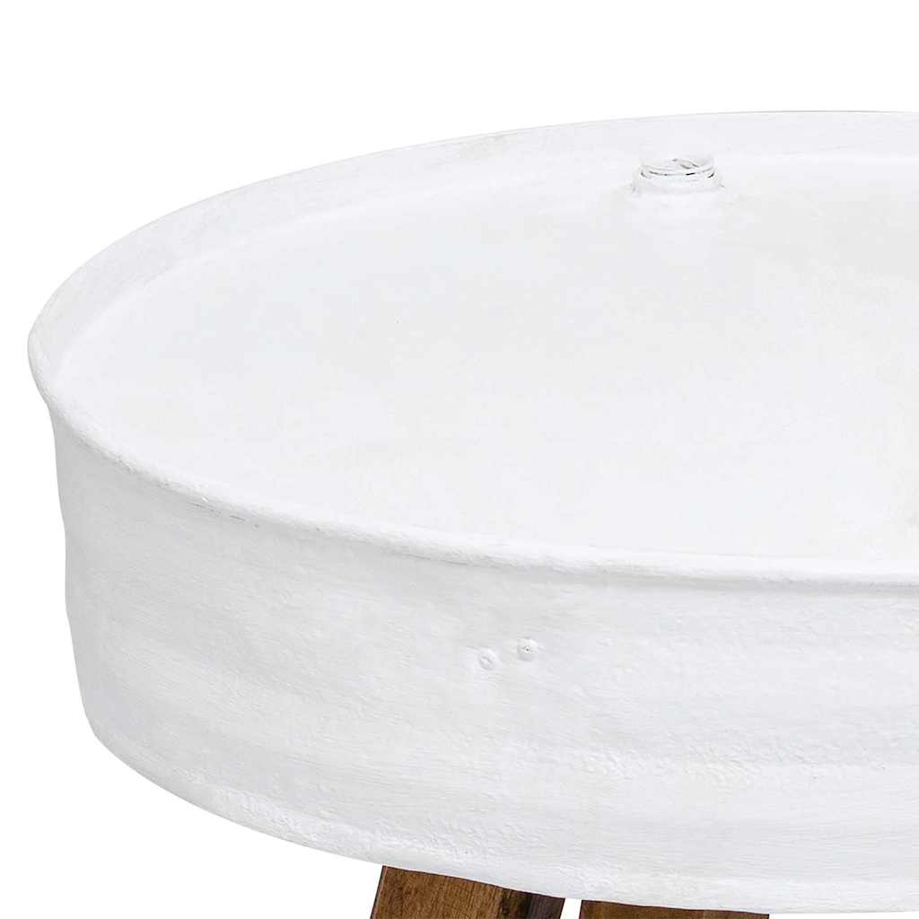 Tavolino da CaffÃ¨ in Legno Massello Recuperato 60x45 cm Bianco
