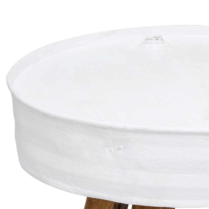 Tavolino da Caffè in Legno Massello Recuperato 60x45 cm Bianco 244820