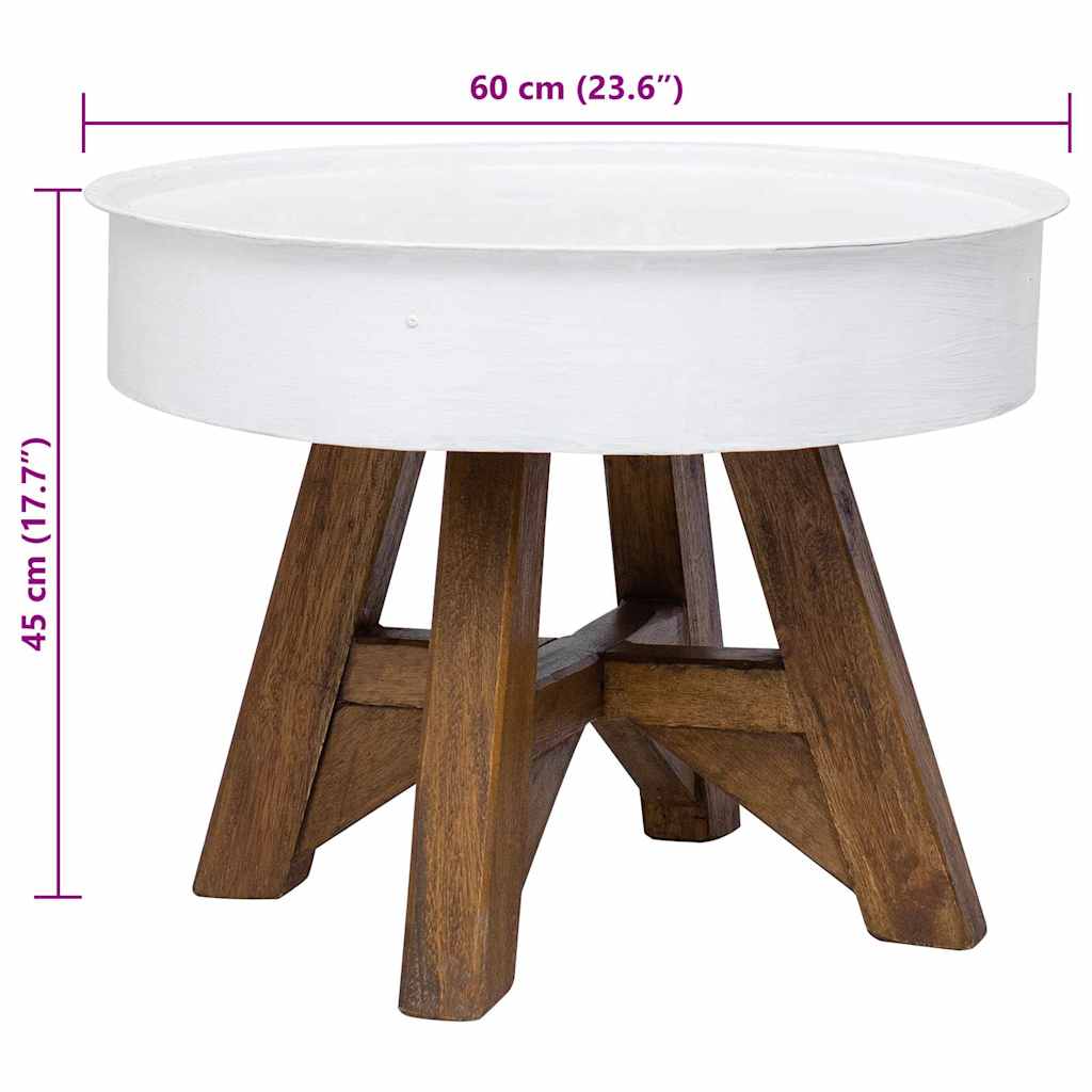 Tavolino da Caffè in Legno Massello Recuperato 60x45 cm Bianco 244820