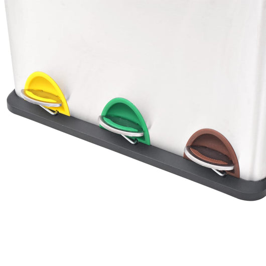 Pattumiera a Pedale per Riciclo in Acciaio Inossidabile 24 L 50601