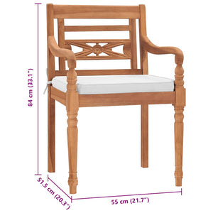 Sedie Batavia 2 pz con Cuscini in Legno Massello di Teak 43056