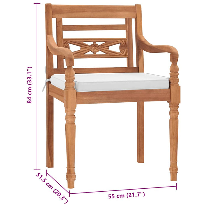 Sedie Batavia 2 pz con Cuscini in Legno Massello di Teak 43056