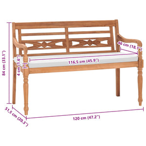 Panchina Batavia con Cuscini 120 cm in Teak 43057