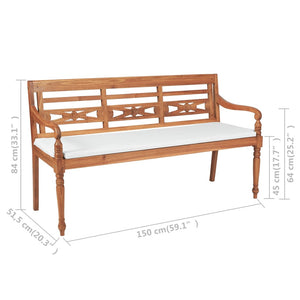 Panchina Batavia con Cuscini 150 cm in Teak 43058