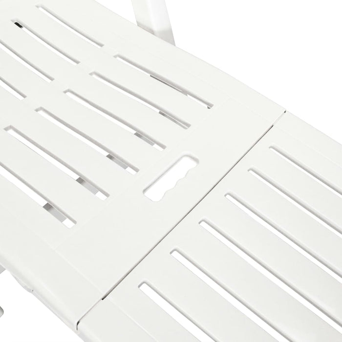 Lettino Prendisole con Poggiapiedi in Plastica Bianco 43586