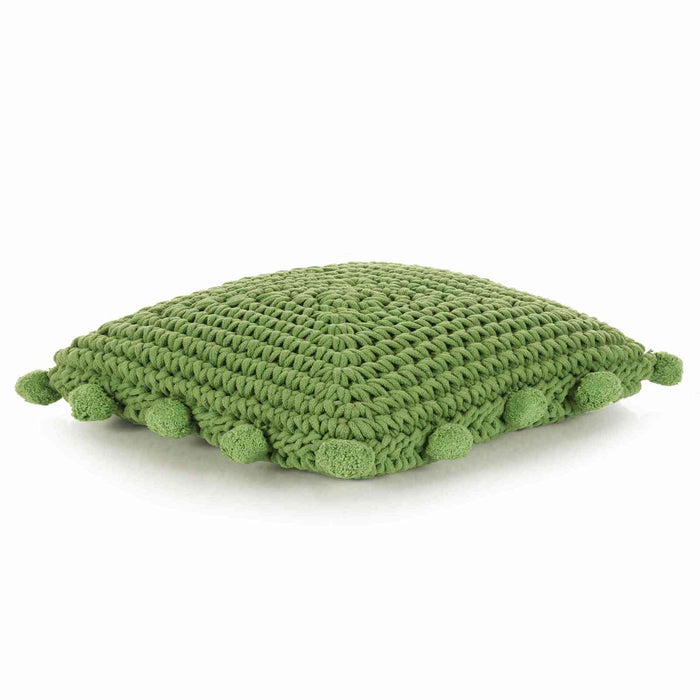 Cuscino da Lanciare Intreccio a cesto Verde 50 x 50 cm Cotone 245080