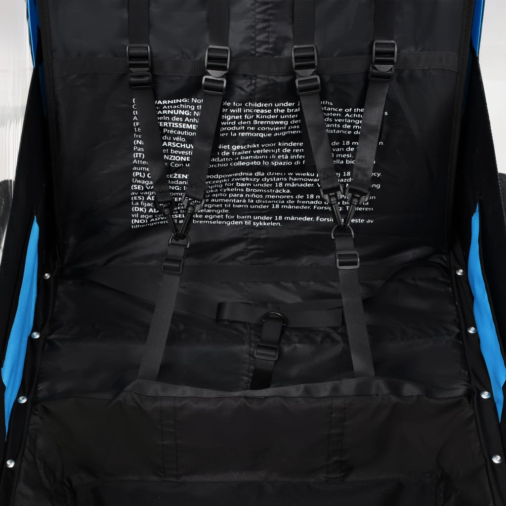 Rimorchio per Bici e Passeggino 2 in 1 Blu e Grigio 91377