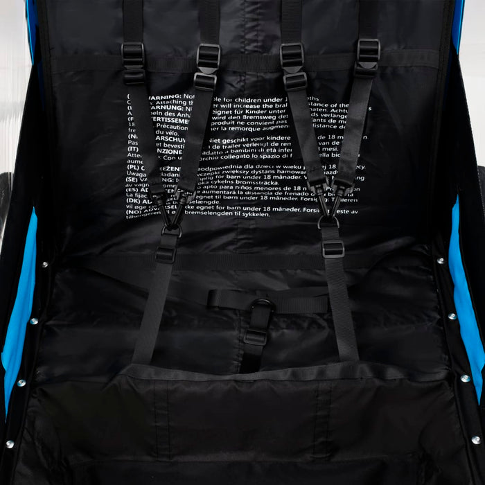 Rimorchio per Bici e Passeggino 2 in 1 Blu e Grigio 91377