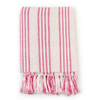 Copriletto in Cotone a Righe 125x150 cm Rosa e Bianco 245324