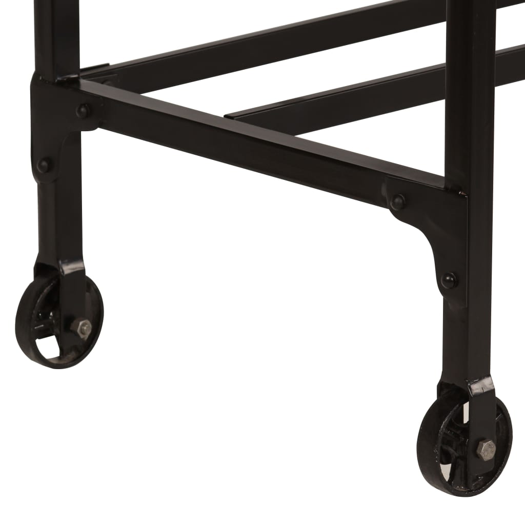 Scrivania con Sgabello Pieghevole in Legno di Mango 115x50x76cm 245261