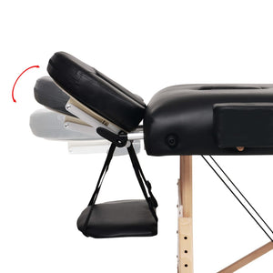 Lettino Massaggio Pieghevole a 3 Zone Imbottitura 10 cm Nero