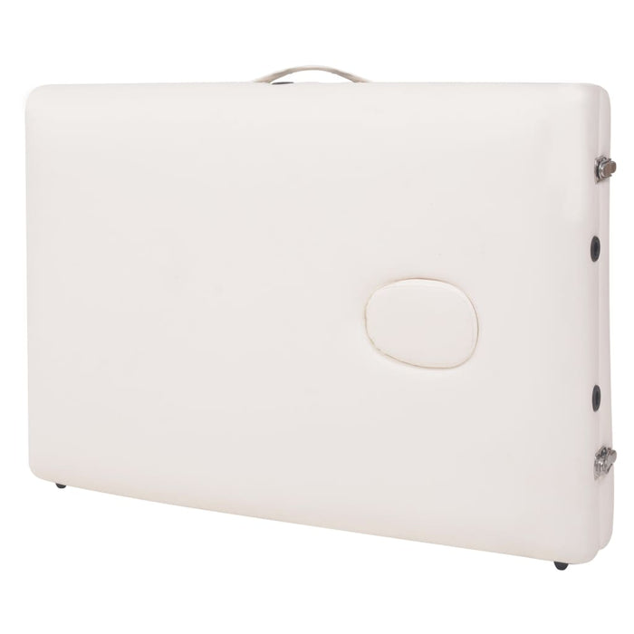 Set Lettino Massaggio Pieghevole 2 Zone 10 cm e Sgabello Bianco 110154