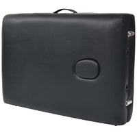 Set Lettino Massaggio Pieghevole 2 Zone 10 cm e Sgabello Nero 110155