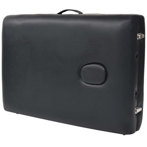 Set Lettino Massaggio Pieghevole 2 Zone 10 cm e Sgabello Nero 110155