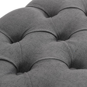 Panca in Lino e Legno Massello 110x38x48 cm Grigio Scuro 245360