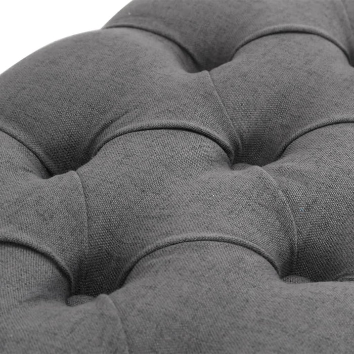 Panca in Lino e Legno Massello 110x38x48 cm Grigio Scuro 245360