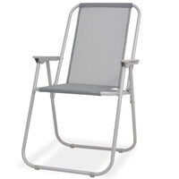 Set da Pranzo da Giardino 6 pz in Acciaio e Textilene Grigio 43785