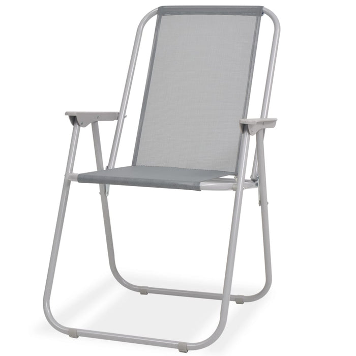 Set da Pranzo da Giardino 6 pz in Acciaio e Textilene Grigio 43785