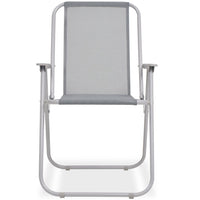 Set da Pranzo da Giardino 6 pz in Acciaio e Textilene Grigio 43785