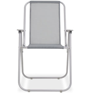 Set da Pranzo da Giardino 6 pz in Acciaio e Textilene Grigio 43785