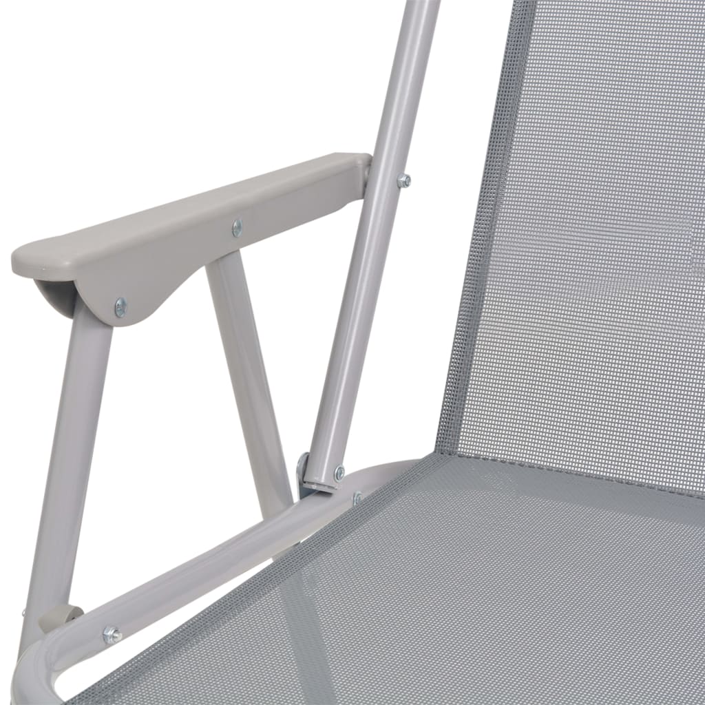 Set da Pranzo da Giardino 6 pz in Acciaio e Textilene Grigio 43785