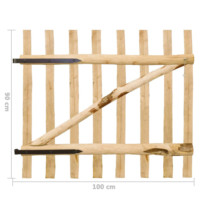 Cancello Singolo per Recinzione in Legno di Nocciolo 100x90 cm 142590