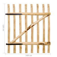 Cancello Singolo per Recinzione in Legno di Nocciolo 100x120 cm 142592