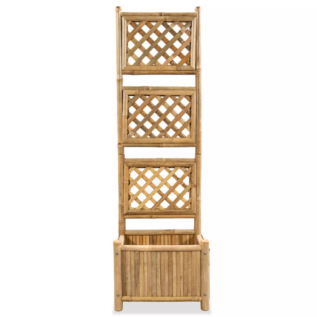 Fioriera da giardino rialzata per piante fiori con traliccio in bambù 40 cm 02_0001165