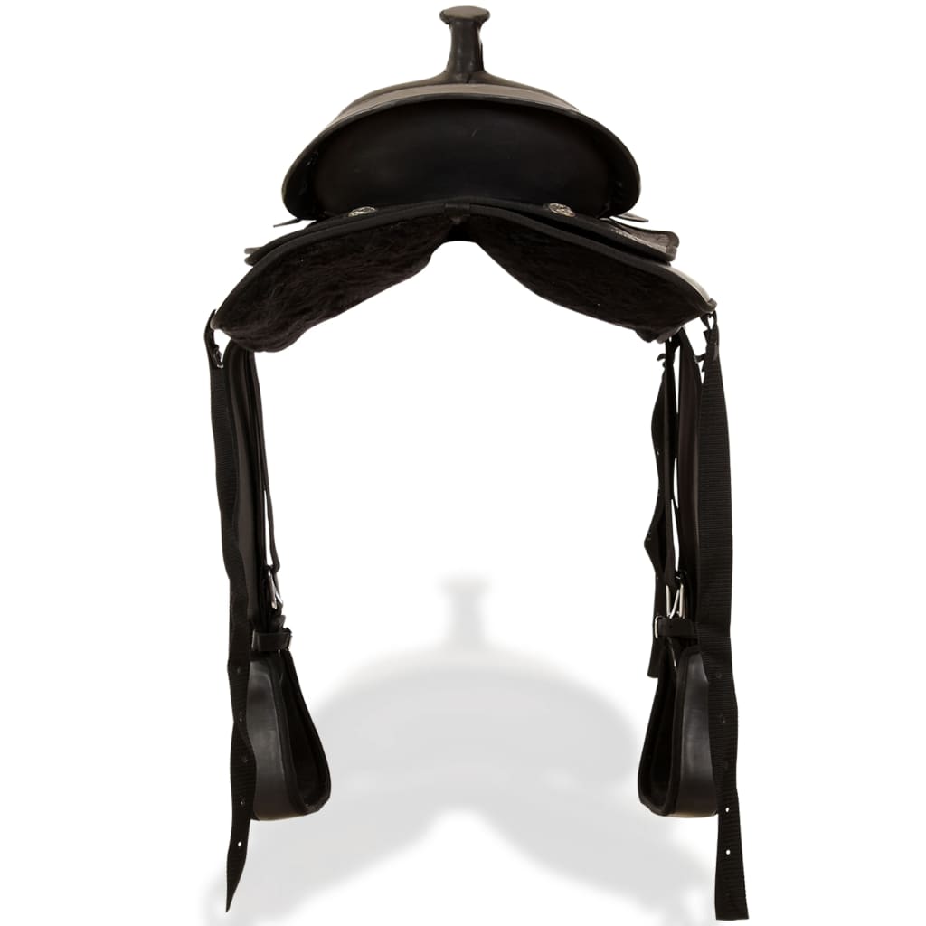 Sella Western Testiera e Pettorale in Vera Pelle 17" Nero 91354