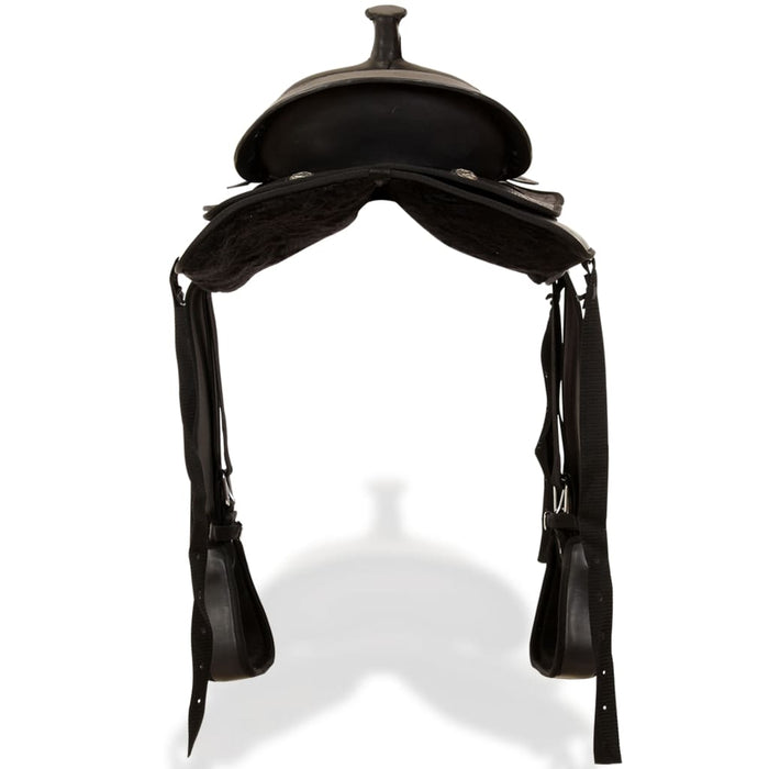 Sella Western Testiera e Pettorale in Vera Pelle 17" Nero 91354