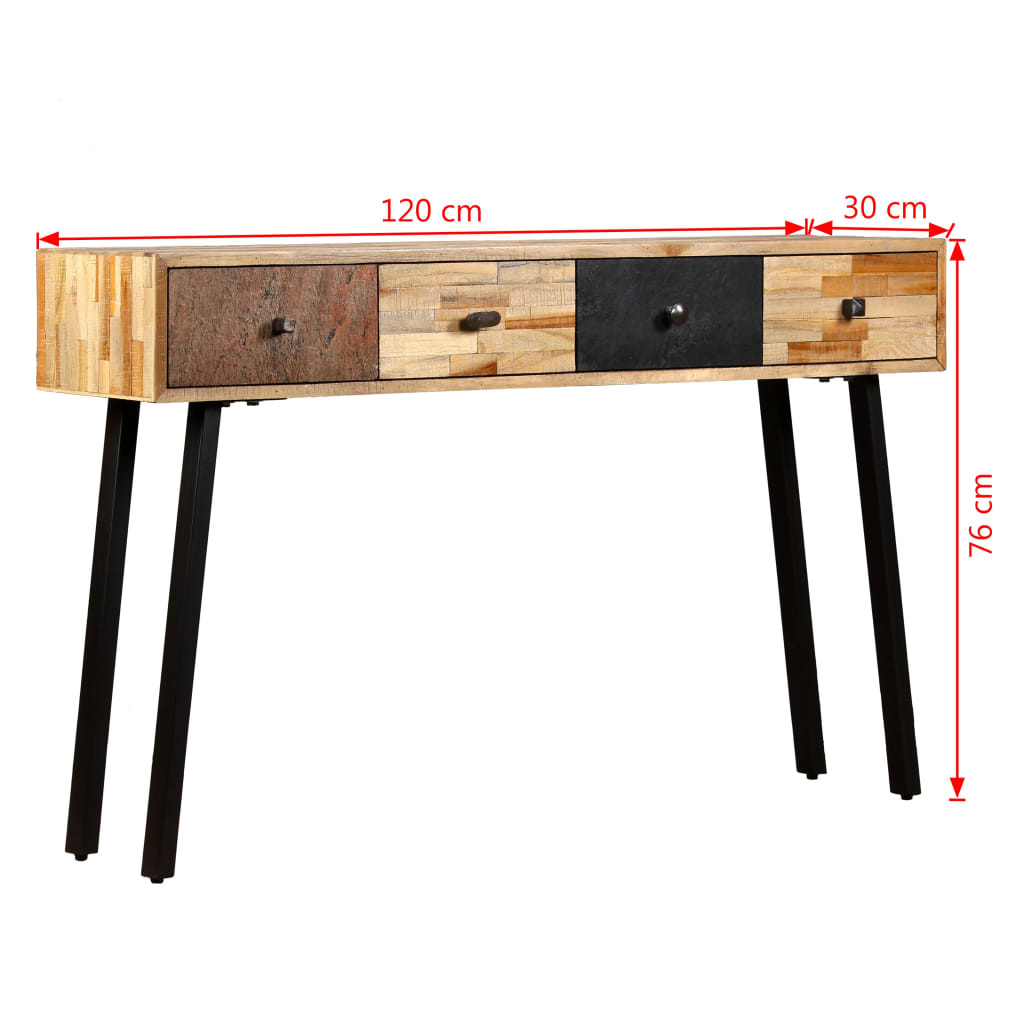 Tavolo Consolle in Legno Massello di Teak 120x30x76 cm 245403