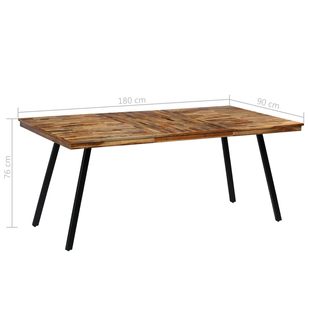 Tavolo da Pranzo in Teak Recuperato e Acciaio 180x90x76 cm 245415