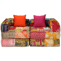 Pouf Modulare a 2 Posti in Tessuto Patchwork 244977