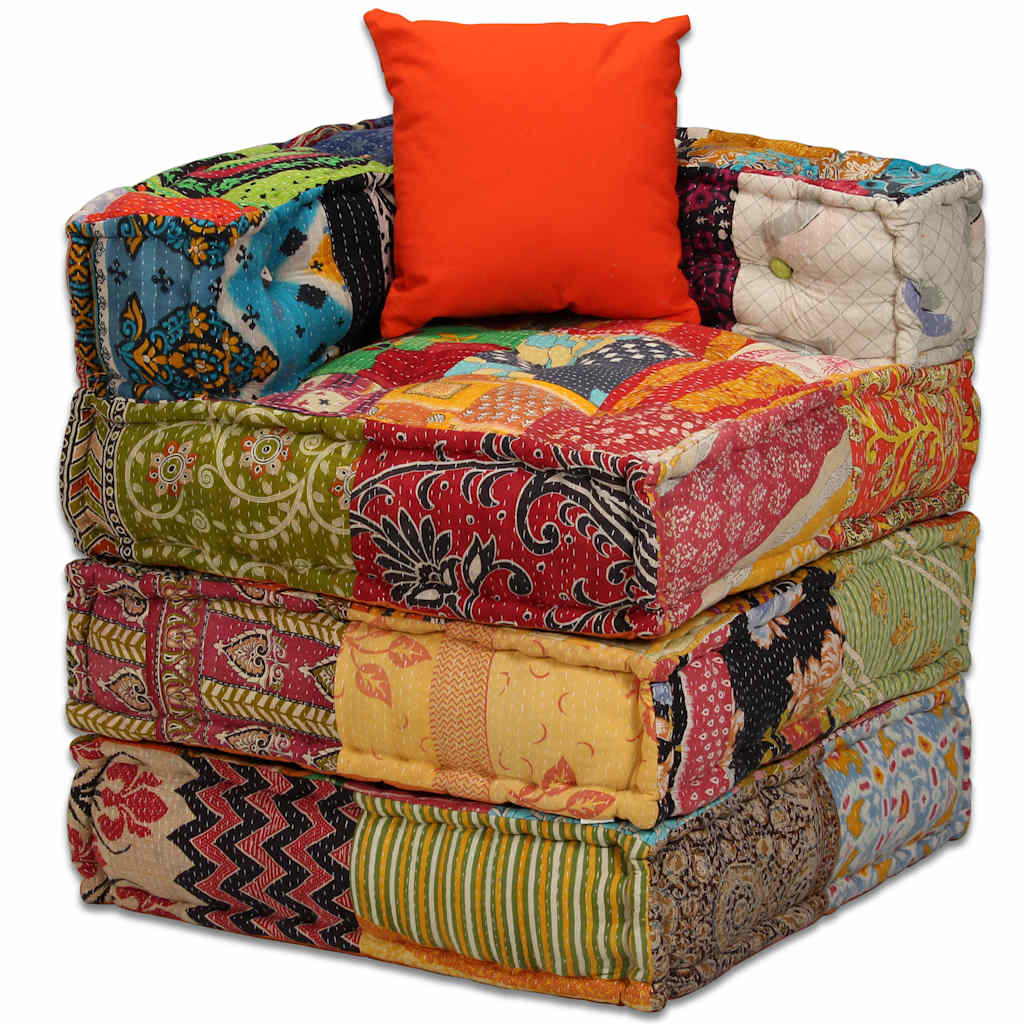 Pouf Modulare a 2 Posti in Tessuto Patchwork 244977