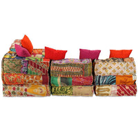 Pouf Modulare a 4 Posti in Tessuto Patchwork 244981