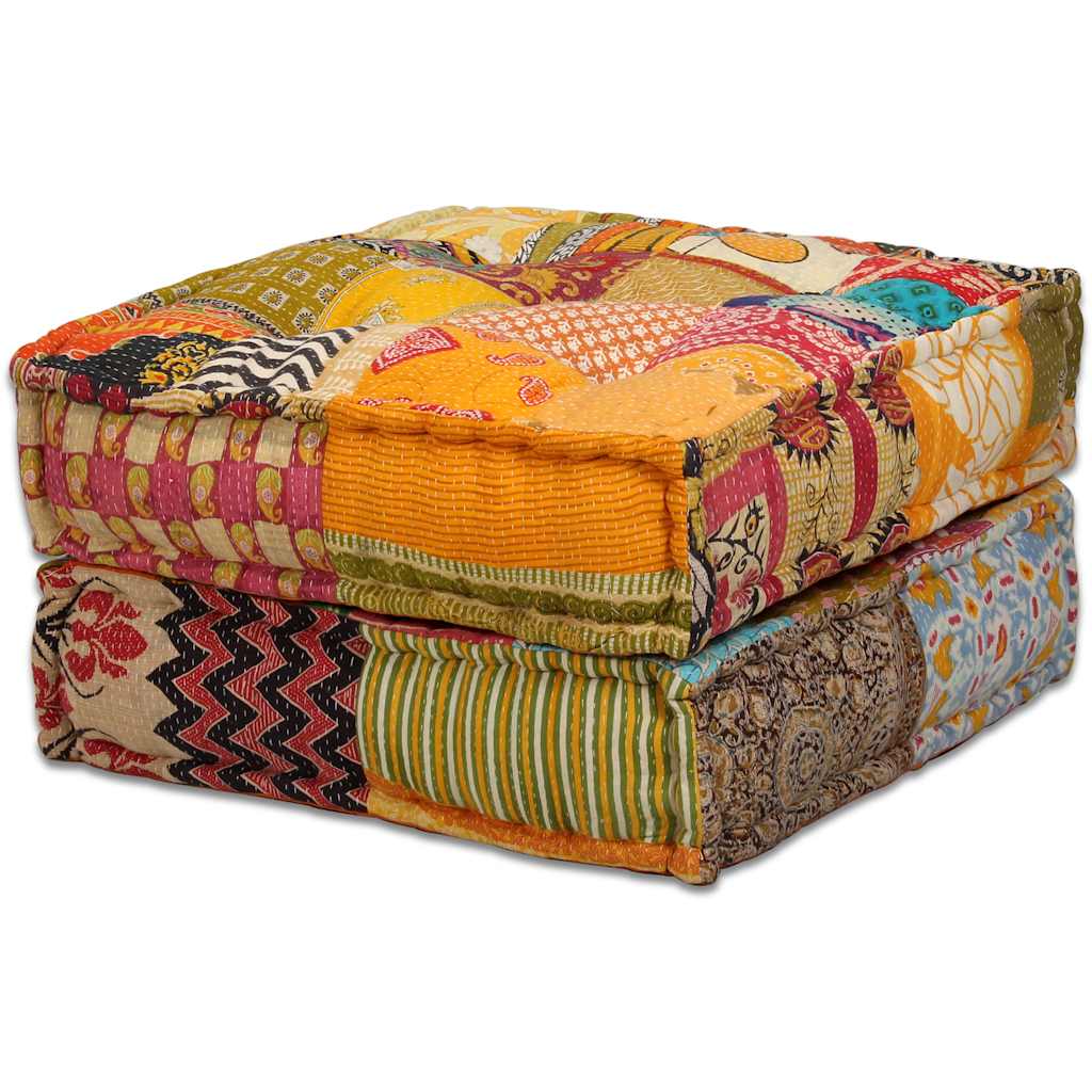 Pouf Modulare a 4 Posti in Tessuto Patchwork 244981
